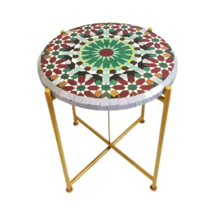 Green and Red Zellige Table