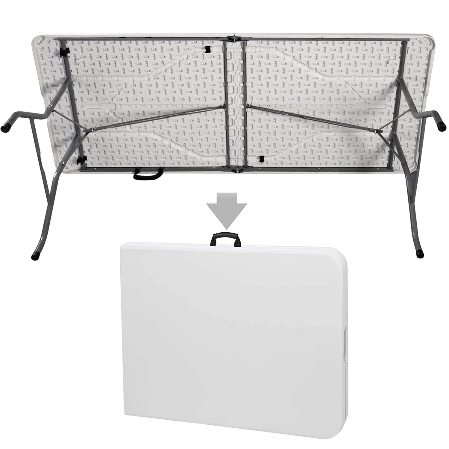 GreenBlue GB370 Folding Catering Garden Patio Terrace Balcony Table Suitcase Table, 180x75x74cm, HDPE, max. 150kg