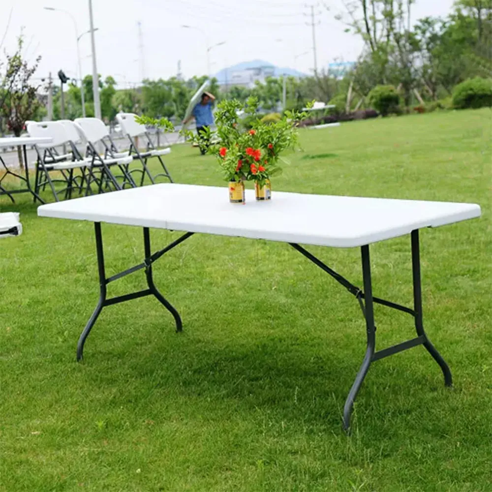 GreenBlue GB370 Folding Catering Garden Patio Terrace Balcony Table Suitcase Table, 180x75x74cm, HDPE, max. 150kg