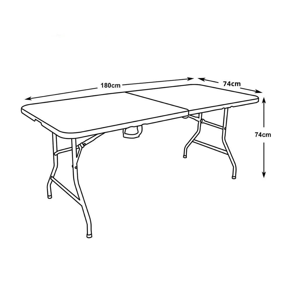 GreenBlue GB370 Folding Catering Garden Patio Terrace Balcony Table Suitcase Table, 180x75x74cm, HDPE, max. 150kg