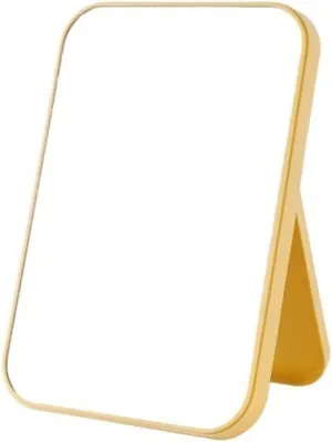 GRFIT Vanity Makeup Mirror Desktop Stand Clear Vanity Mirror Dormitory Students Carry Portable Folding Mirror Home Makeup Mirror Table Desk Mirror (Color : Yellow)