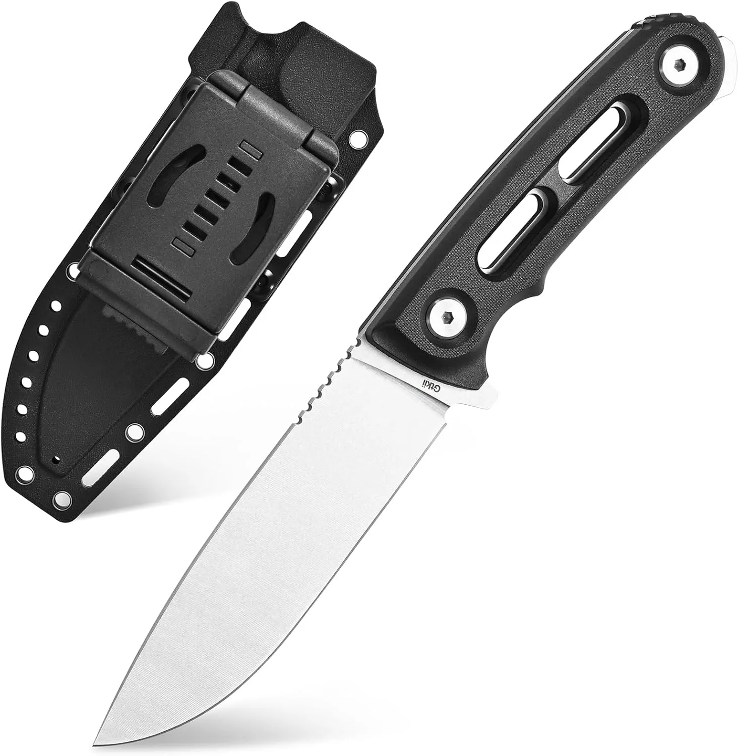 GTK4 Fixed Blade Knife AUS-8 Steel Blade Nylon Fiberglass Handle Full Tang EDC Tool Knifes for Outdoor Camping Survival Adventure(black)