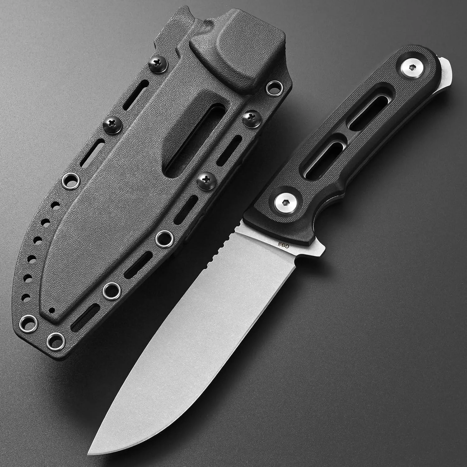 GTK4 Fixed Blade Knife AUS-8 Steel Blade Nylon Fiberglass Handle Full Tang EDC Tool Knifes for Outdoor Camping Survival Adventure(black)
