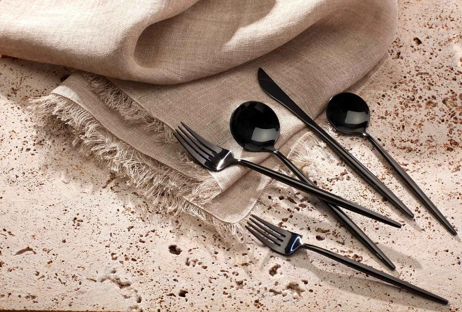 Hampton Forge 894757 Skandia Zephyr Black 45 Piece Flatware Set