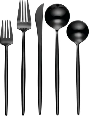 Hampton Forge 894757 Skandia Zephyr Black 45 Piece Flatware Set