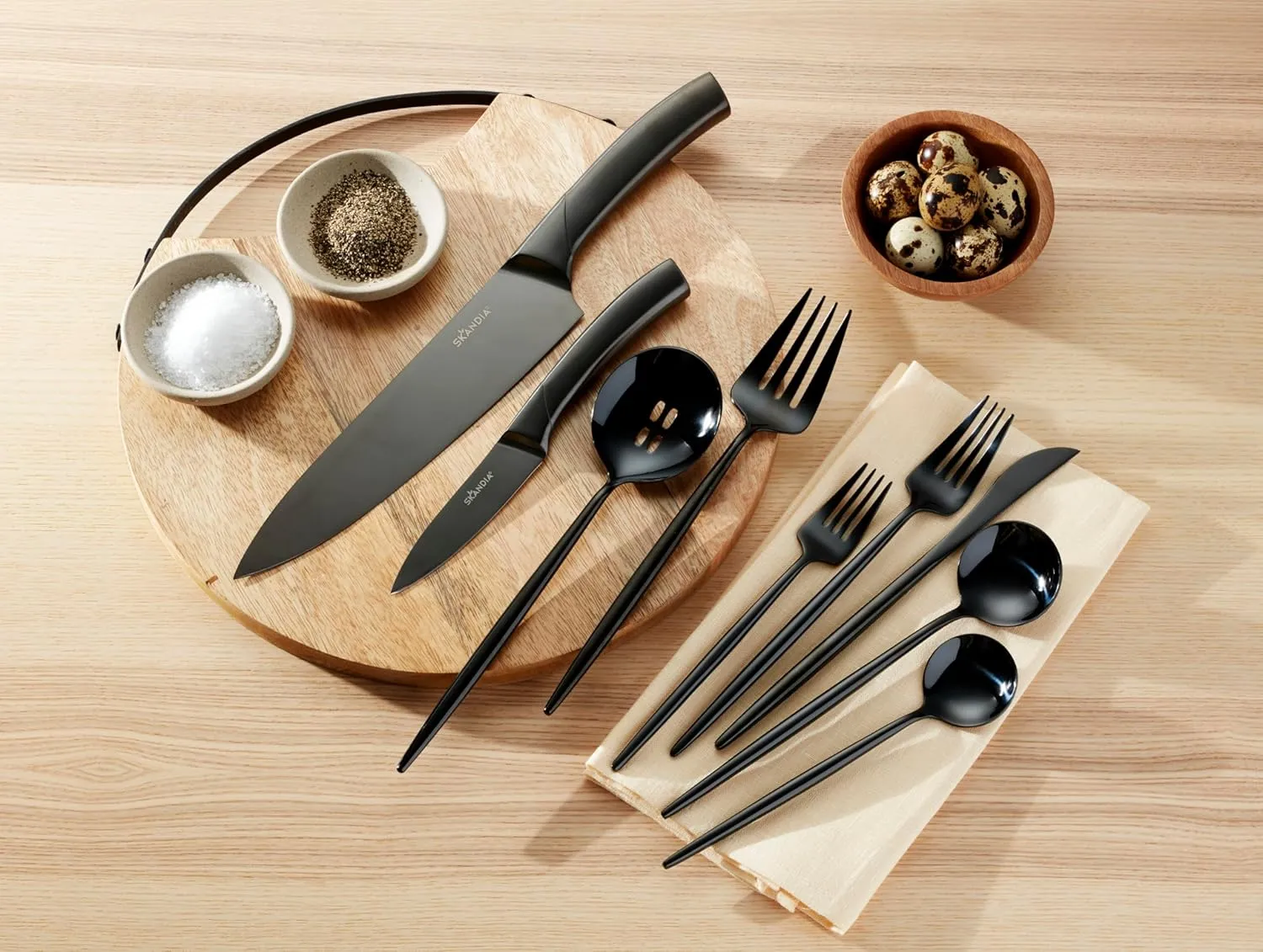 Hampton Forge 894757 Skandia Zephyr Black 45 Piece Flatware Set