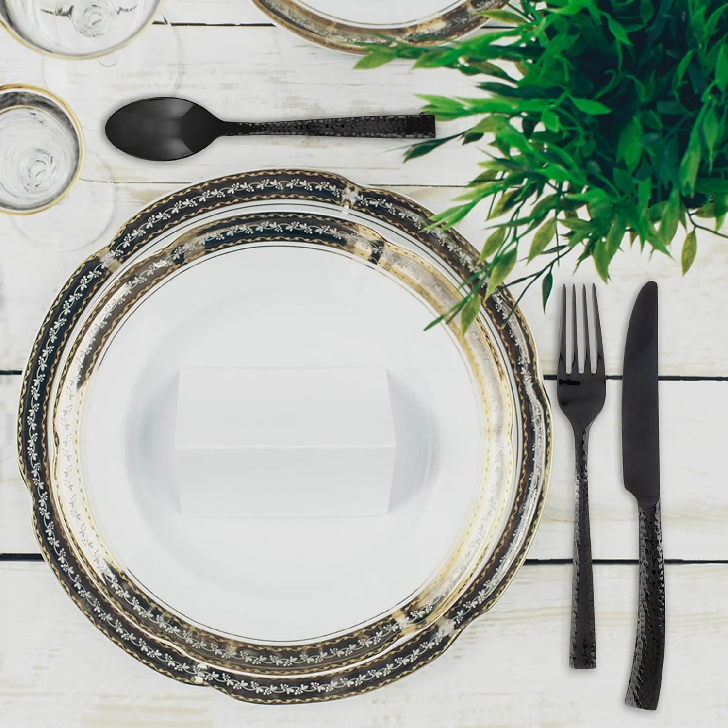 Hampton Forge Paris Hammered , Stainless Steel, 20-Piece Flatware Set, Gunmetal