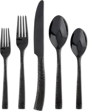 Hampton Forge Paris Hammered , Stainless Steel, 20-Piece Flatware Set, Gunmetal
