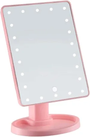 Hand Mirror, Mirror Multifunctional Touch Screen LED Makeup Mirror, Desk Rotation Vanity Mirror, Large Size & Strong Construction Cosmetic Mirror Beautiful(Pink)