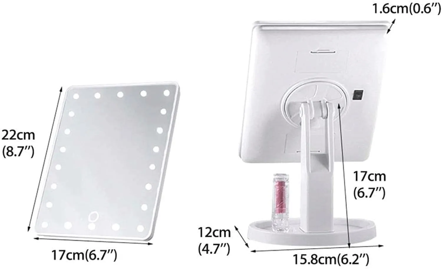 Hand Mirror, Mirror Multifunctional Touch Screen LED Makeup Mirror, Desk Rotation Vanity Mirror, Large Size & Strong Construction Cosmetic Mirror Beautiful(Pink)