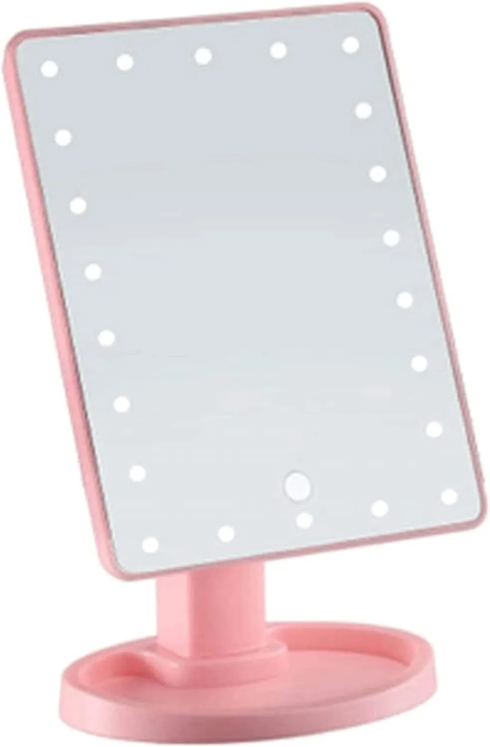 Hand Mirror, Mirror Multifunctional Touch Screen LED Makeup Mirror, Desk Rotation Vanity Mirror, Large Size & Strong Construction Cosmetic Mirror Beautiful(Pink)