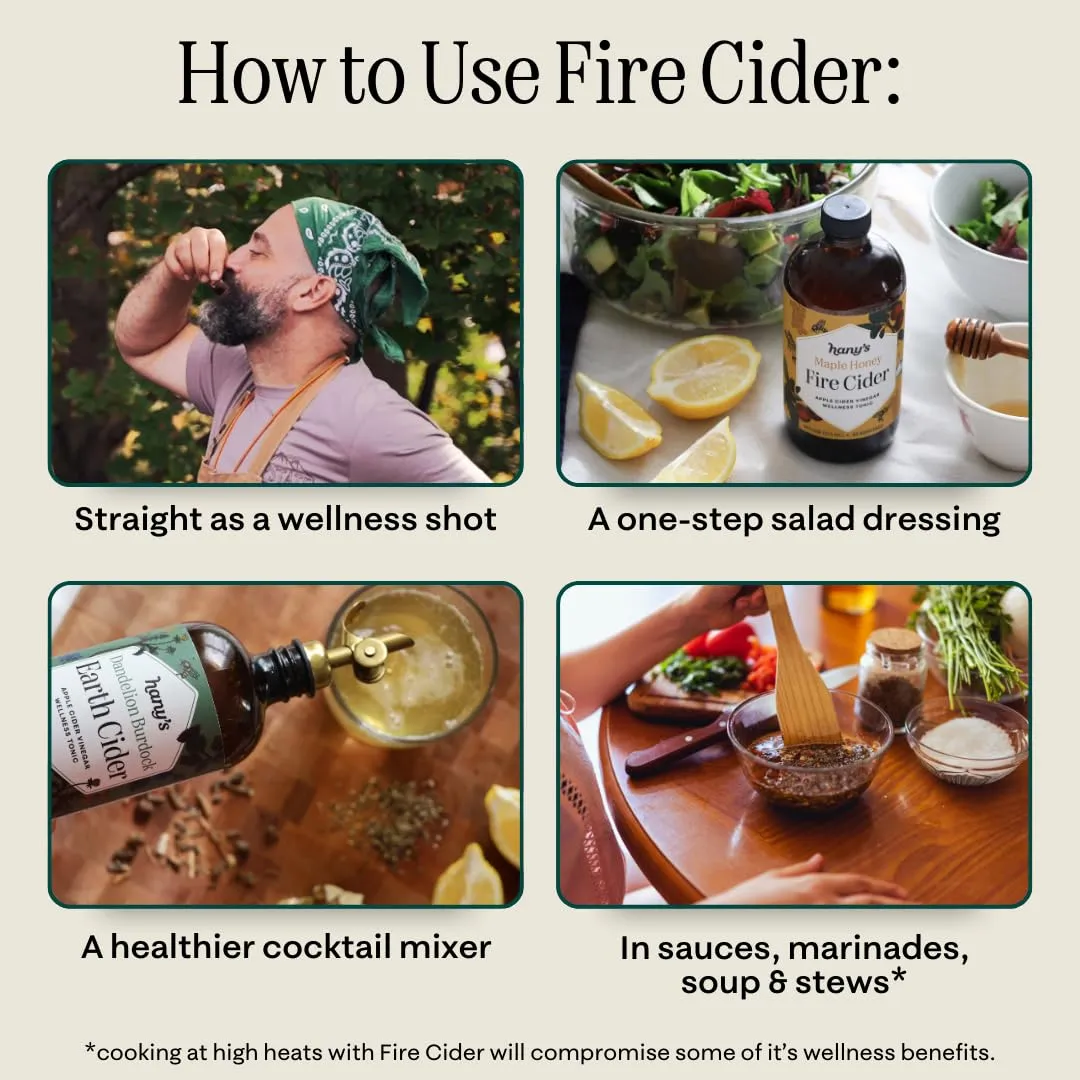 Hany's Harvest Maple Honey Fire Cider – 16 fl oz Glass Bottle | All-Natural, Small-Batch, Handcrafted, Non-GMO, Gluten-Free