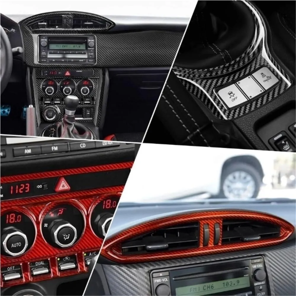 Hard Real Carbon Fiber Compatible for Subaru BRZ Compatible for Toyota 86 2013-2020 Accessories Interior Trim Car Central Control Decoration Cover Sticker(Black)