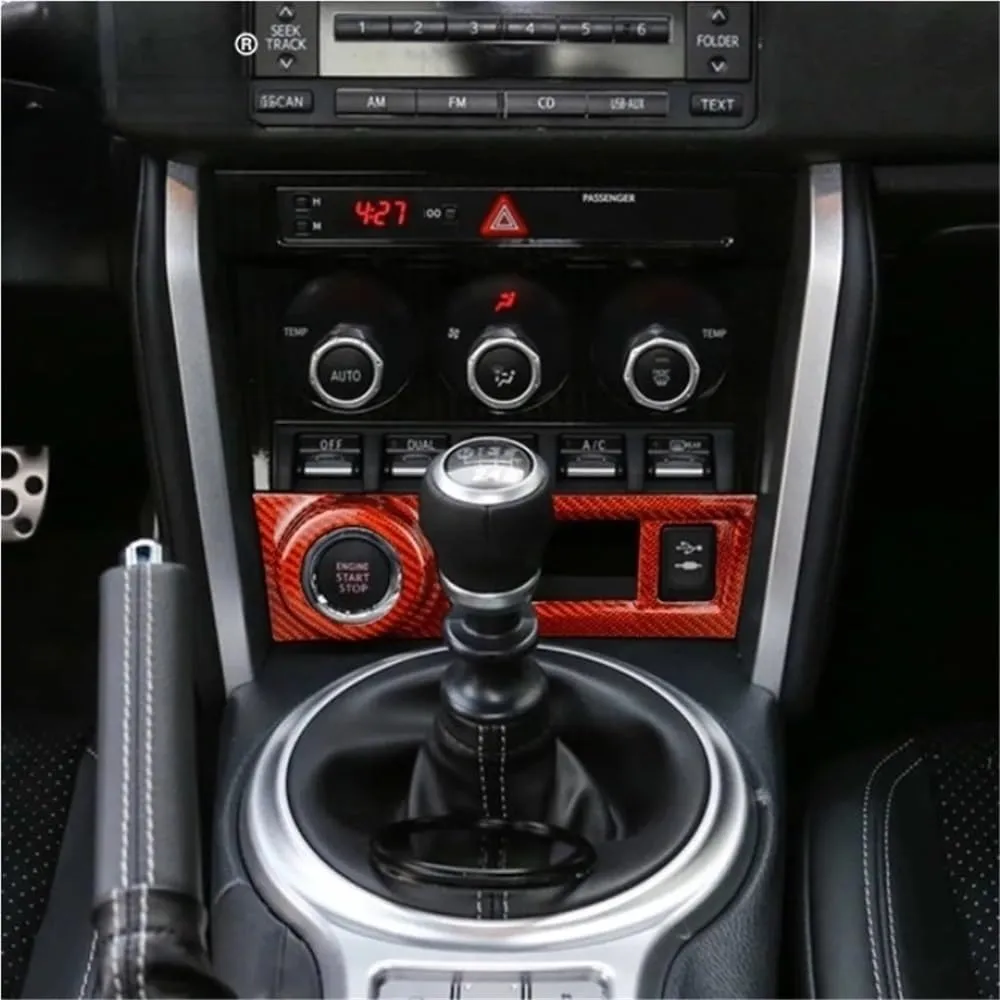 Hard Real Carbon Fiber Compatible for Subaru BRZ Compatible for Toyota 86 2013-2020 Accessories Interior Trim Car Central Control Decoration Cover Sticker(Rose Red)