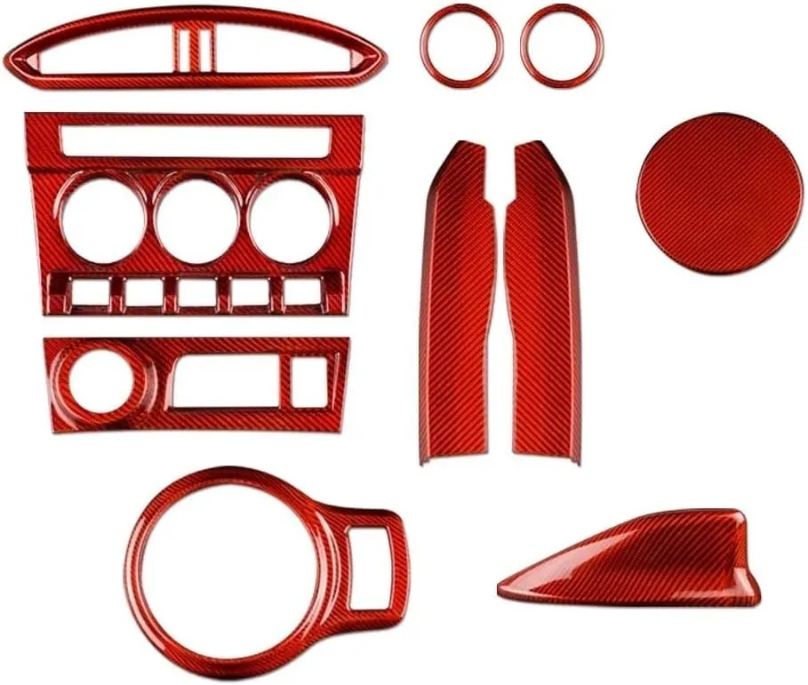 Hard Real Carbon Fiber Compatible for Subaru BRZ Compatible for Toyota 86 2013-2020 Accessories Interior Trim Car Central Control Decoration Cover Sticker(Rose Red)