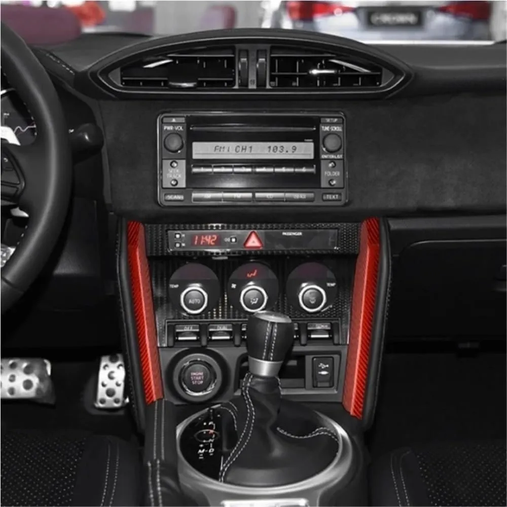 Hard Real Carbon Fiber Compatible for Subaru BRZ Compatible for Toyota 86 2013-2020 Accessories Interior Trim Car Central Control Decoration Cover Sticker(Rose Red)