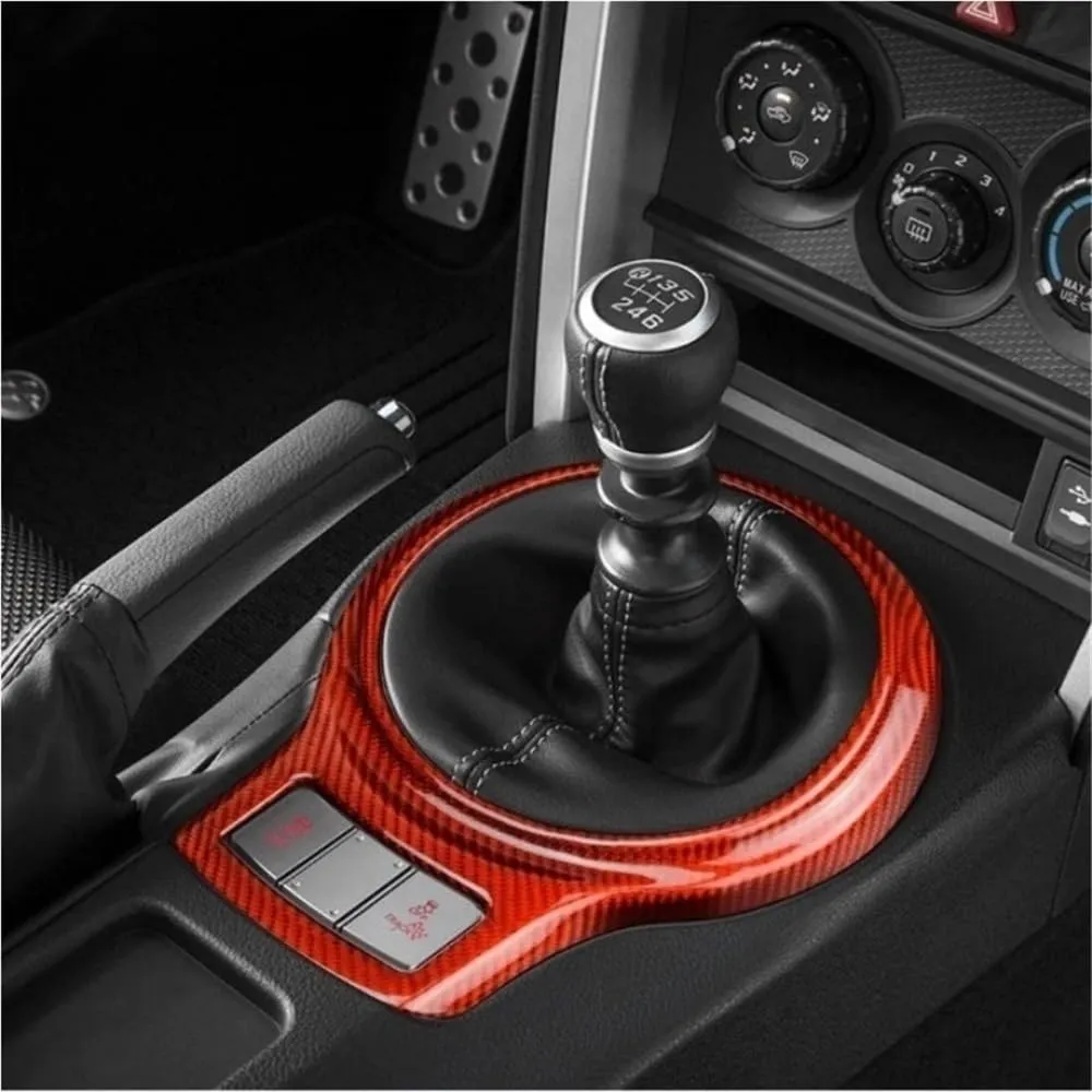 Hard Real Carbon Fiber Compatible for Subaru BRZ Compatible for Toyota 86 2013-2020 Accessories Interior Trim Car Central Control Decoration Cover Sticker(Rose Red)