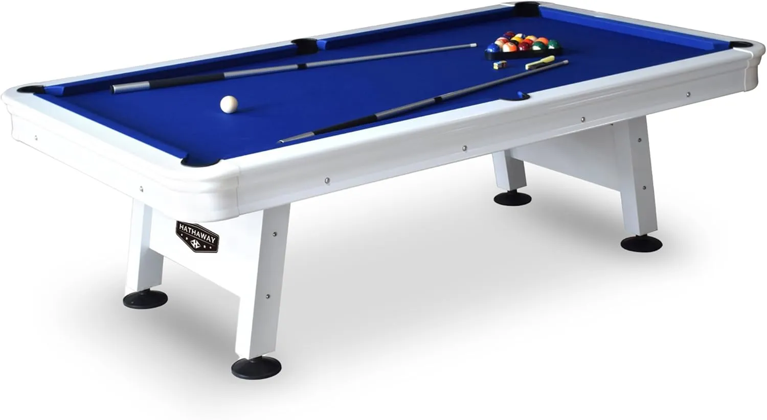 Hathaway Alpine 8-ft Outdoor Pool Table with Aluminum Frame and Waterproof, UV-Resistant Felt - Includes Accessories, White