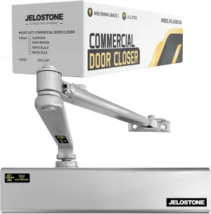 Heavy Duty, Commercial Door Closer D8000DA, ANSI Grade 1, UL 3 Hour Fire Rated, ADA Compliant, Delayed Action, Adjustable Spring Size 1-6 for Doors(44-330LB/30-60 in), Indoor/Outdoor (Aluminum)