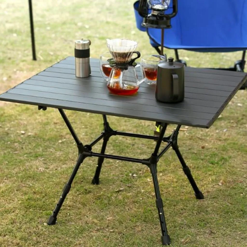 Height-Adjustable Folding Camping Table Aluminum with Carry Bag Portable Side Table for Fishing Beach Picnic