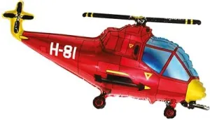 Helicopter Balloon Red and Yellow H-81 35"