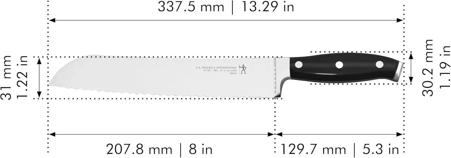 HENCKELS Forged Premio Bread Knife, 8-inch, Stainless Steel