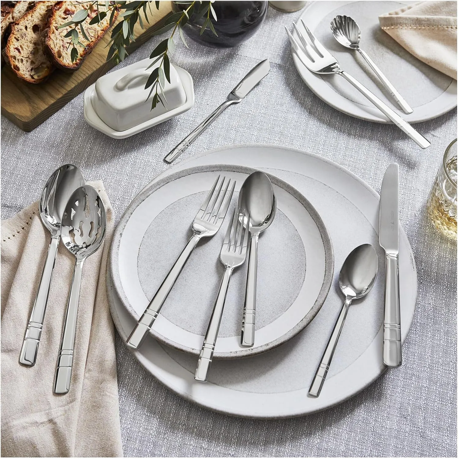 Henckels Madison Square 65-piece Flatware Set,18/10 Stainless Steel, Silver