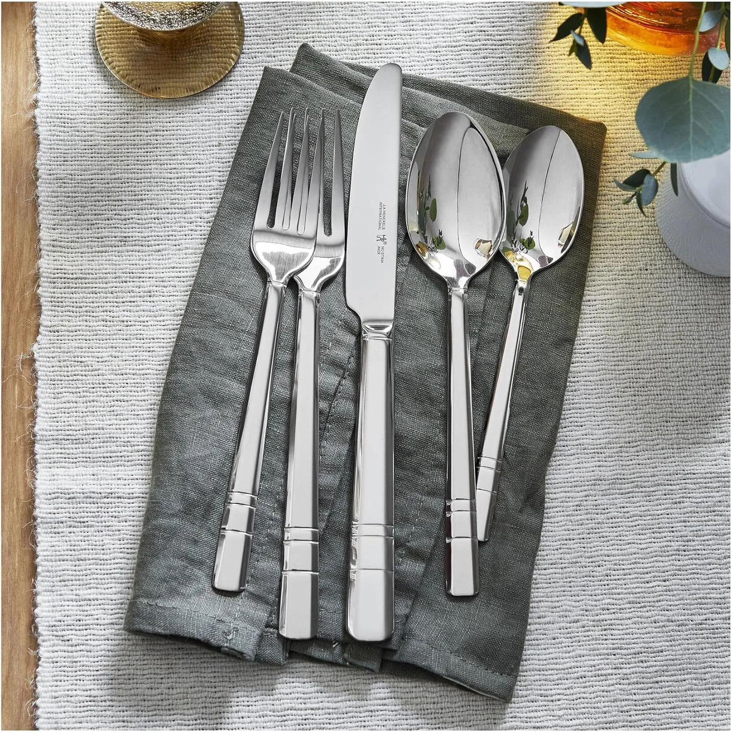 Henckels Madison Square 65-piece Flatware Set,18/10 Stainless Steel, Silver