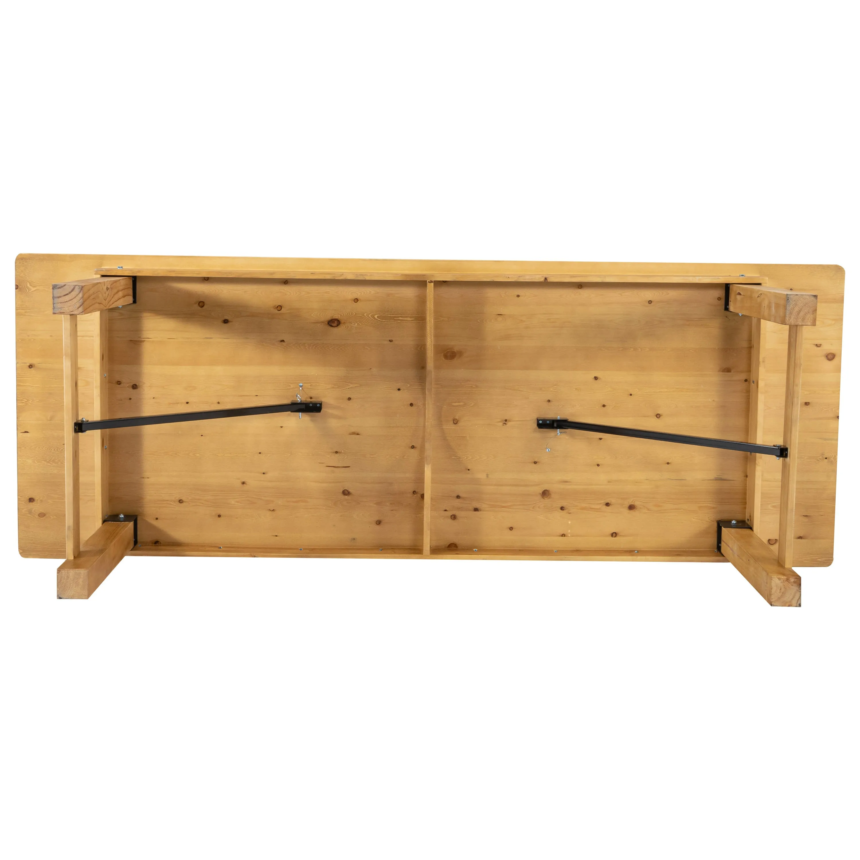 HERCULES Series 9' x 40" Rectangular Solid Pine Folding Farm Table