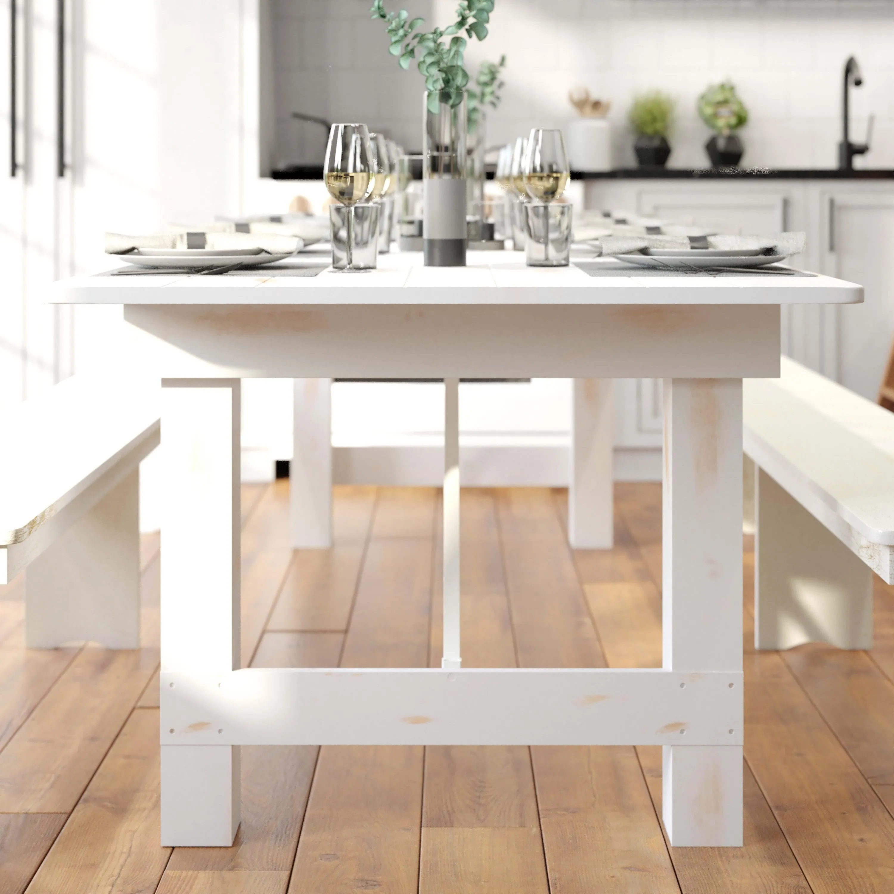 HERCULES Series 9' x 40" Rectangular Solid Pine Folding Farm Table