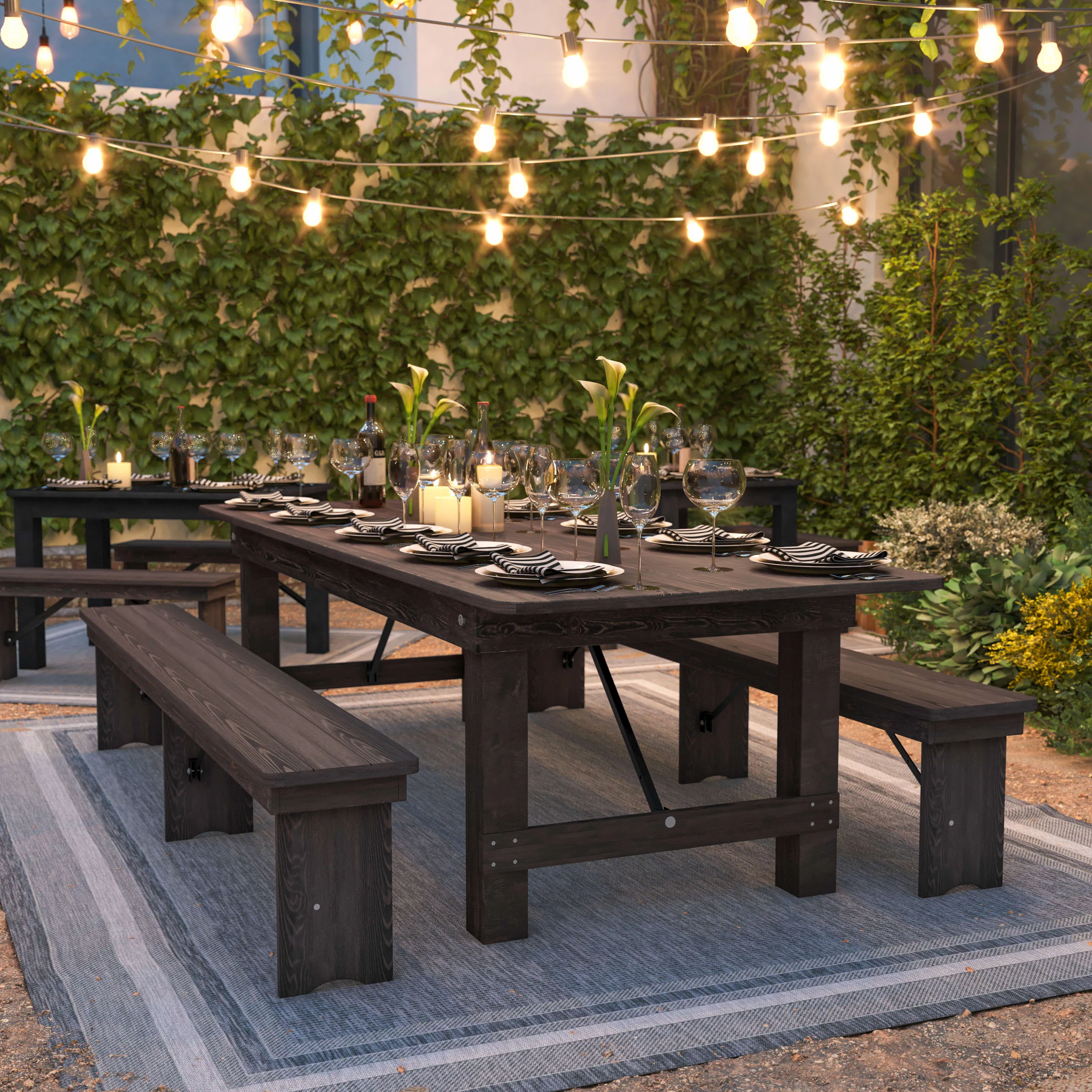 HERCULES Series 9' x 40" Rectangular Solid Pine Folding Farm Table