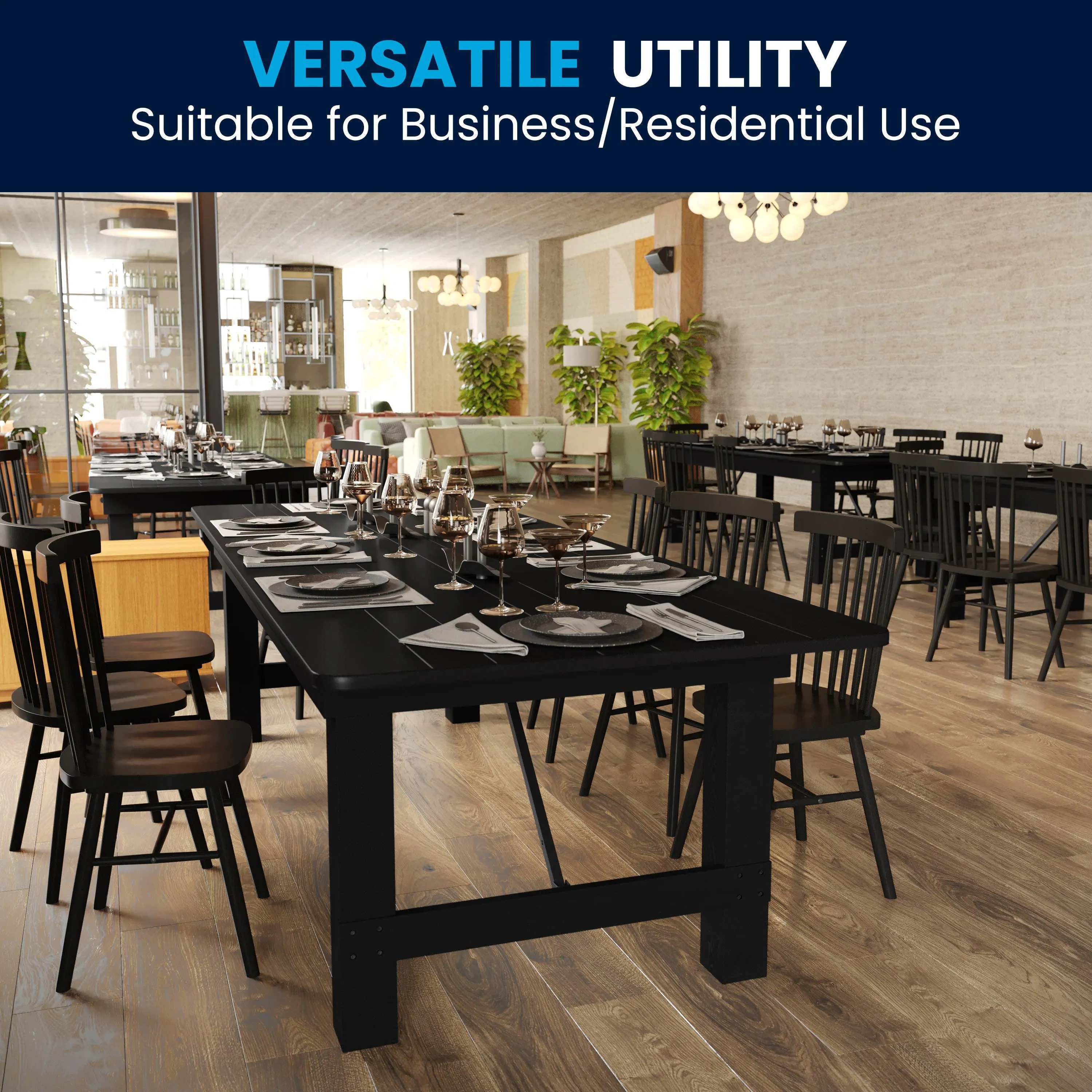 HERCULES Series 9' x 40" Rectangular Solid Pine Folding Farm Table