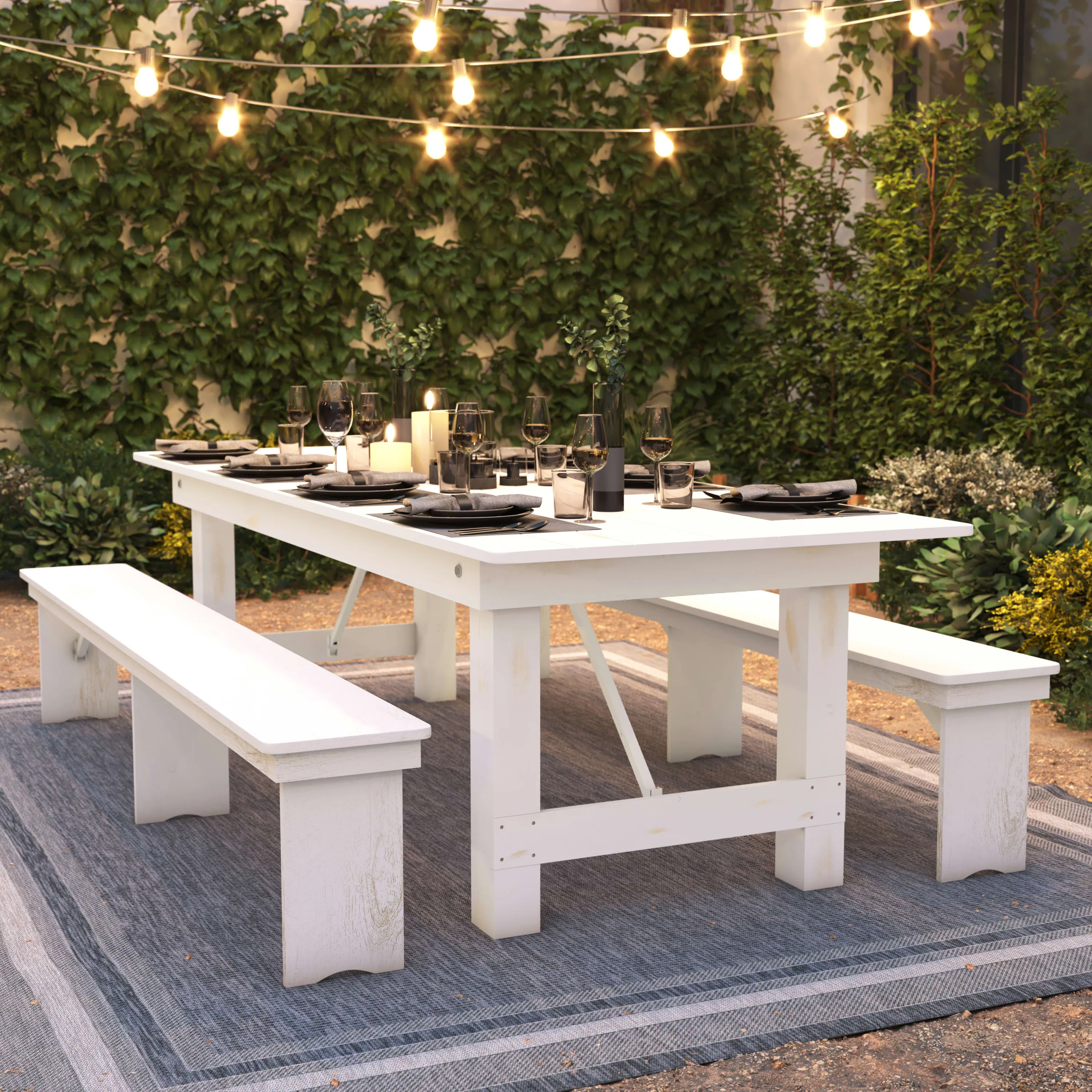 HERCULES Series 9' x 40" Rectangular Solid Pine Folding Farm Table