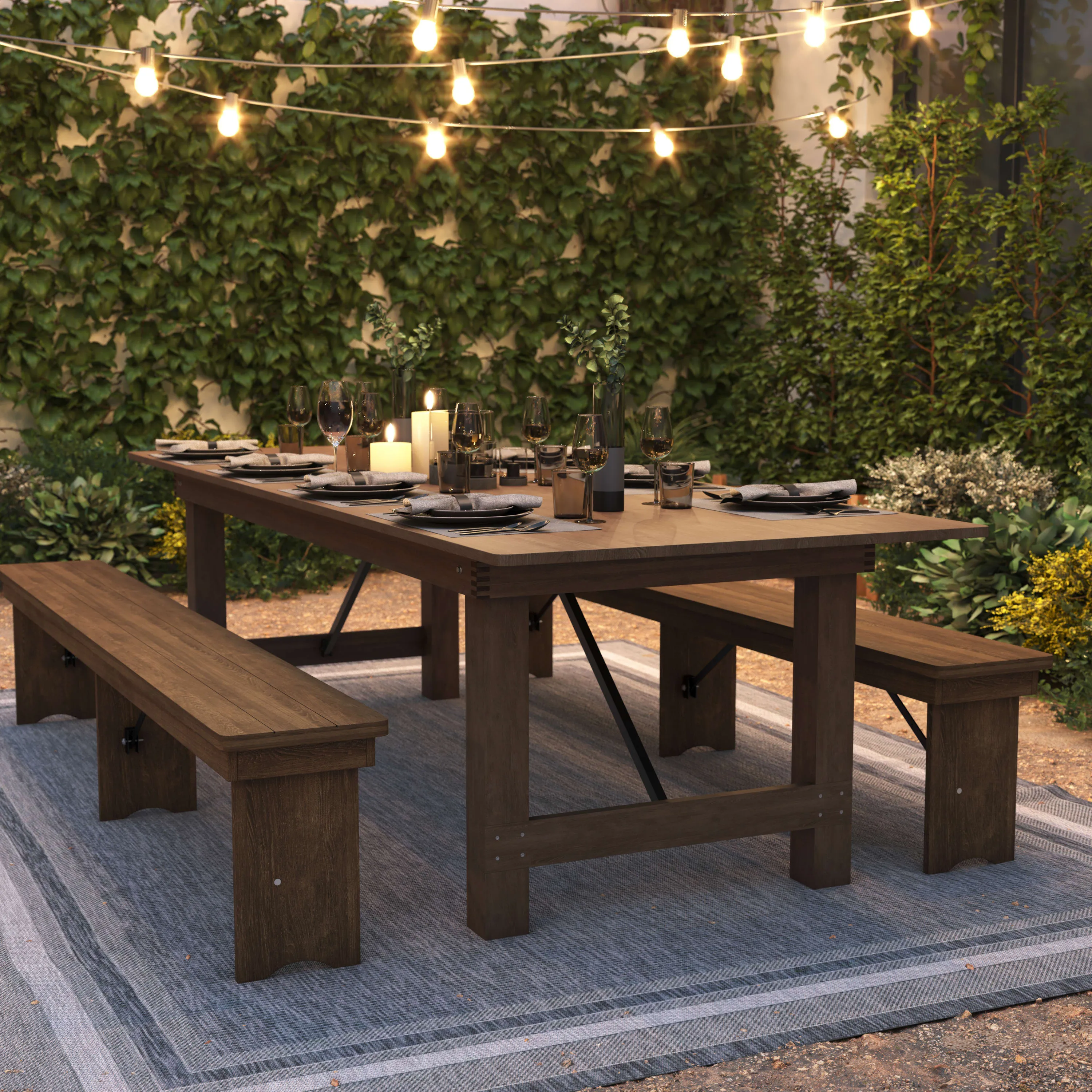 HERCULES Series 9' x 40" Rectangular Solid Pine Folding Farm Table
