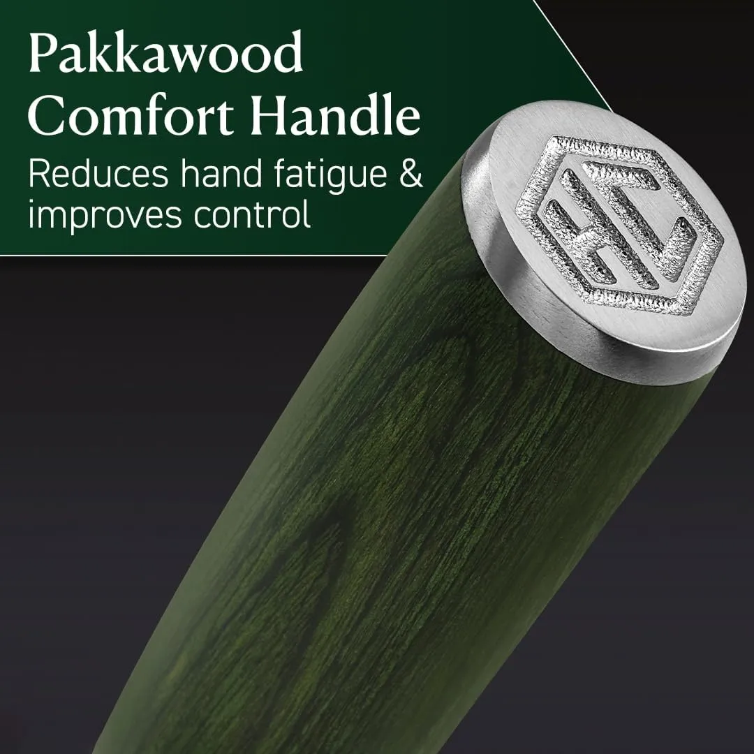 HexClad Santoku Knife, 7-Inch Japanese Damascus Stainless Steel Blade, Pakkawood Handle