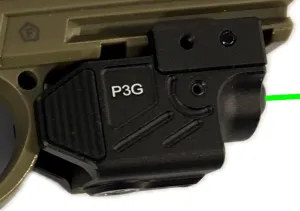 HiLight P3G Green Laser Beam for Compact Pistol, Shockproof Compatible Portable, Military Grade Aluminum Ultra Low Profile Green Dot Sight for Glock Pistol Handgun Rifle, Class IIIA <5mW