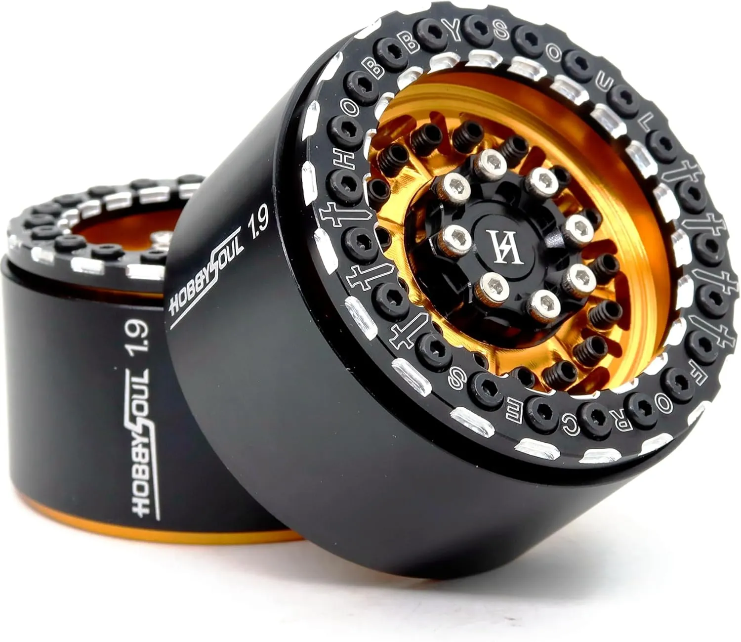 HOBBYSOUL Aluminum 1.9 Beadlock Wheels Wide 32mm / 1.25'' Hex 12mm Rims for 1/10 RC Crawler Truck TRX4 SCX10 Gen8 Upgrades,HS701095