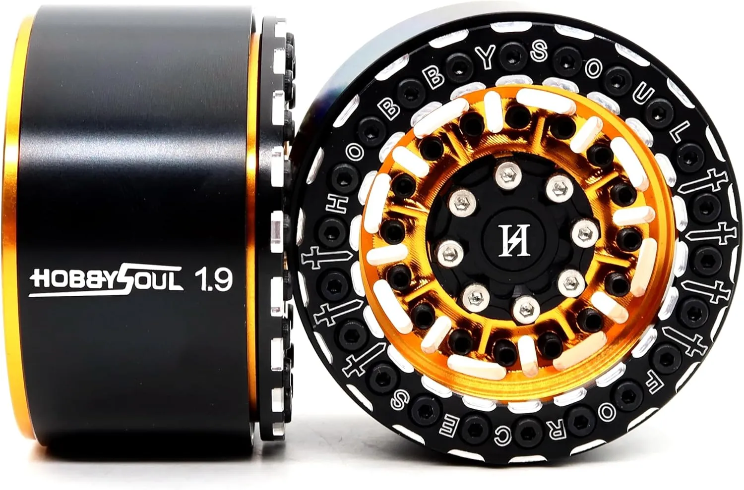 HOBBYSOUL Aluminum 1.9 Beadlock Wheels Wide 32mm / 1.25'' Hex 12mm Rims for 1/10 RC Crawler Truck TRX4 SCX10 Gen8 Upgrades,HS701095