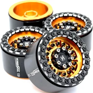 HOBBYSOUL Aluminum 1.9 Beadlock Wheels Wide 32mm / 1.25'' Hex 12mm Rims for 1/10 RC Crawler Truck TRX4 SCX10 Gen8 Upgrades,HS701095