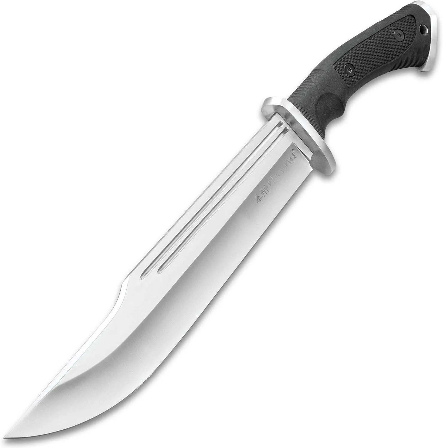 Honshu Conqueror Bowie Knife and Sheath – 7Cr13 Stainless Steel Blade, Textured TPR Handle, Hefty Stainless Steel Guard – Solid Tactical Weapon - 16 1/2" Overall