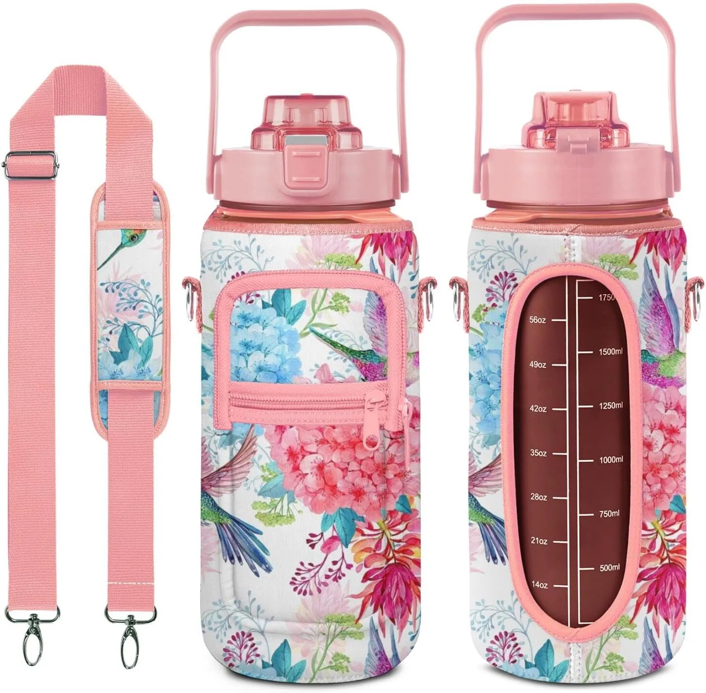 Hummingbird Gifts for Women, Hummingbird Water Bottle Half Gallon Water Bottle with Time Marker, Sports Gym Water Bottles for Women BPA Free Half Gallon Water Jugs Motivational Water Bottles 64 oz
