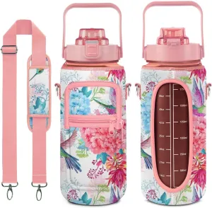 Hummingbird Gifts for Women, Hummingbird Water Bottle Half Gallon Water Bottle with Time Marker, Sports Gym Water Bottles for Women BPA Free Half Gallon Water Jugs Motivational Water Bottles 64 oz
