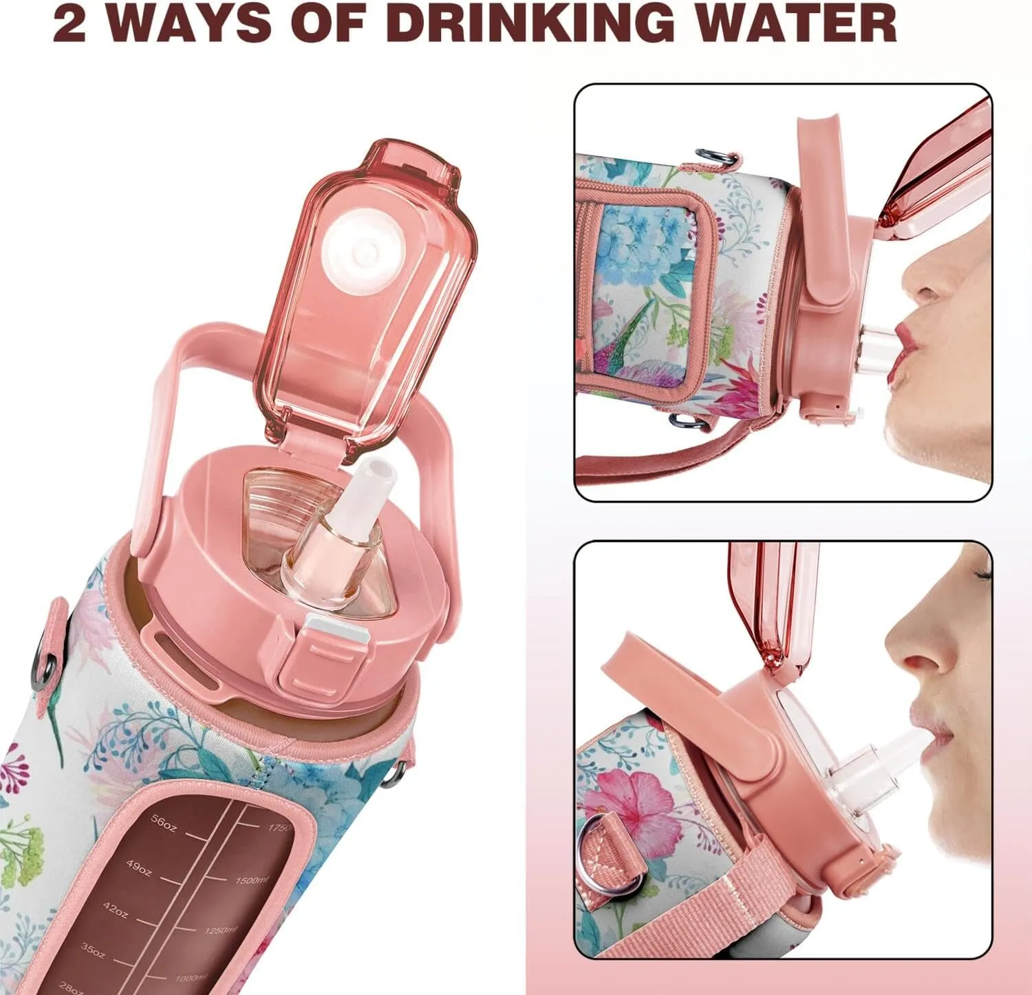 Hummingbird Gifts for Women, Hummingbird Water Bottle Half Gallon Water Bottle with Time Marker, Sports Gym Water Bottles for Women BPA Free Half Gallon Water Jugs Motivational Water Bottles 64 oz