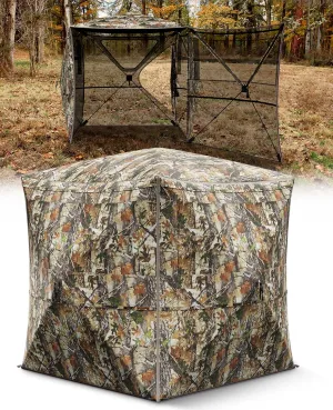 Hunting Blind 360° Silent See Through Blind with Swing Door, 2-3 Person Pop Up Ground Blind with Carrying Bag, Portable Hunting Tent for Deer & Turkey Hunting