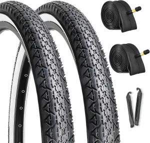 Hycline 26x2.125 Cruiser Bike Tires Set: 2-Pack 26-inch Premium Butyl Rubber Puncture-Resistant Folding Replacement Bicycle Tires for Beach Cruiser and Urban Commuting Bicycle