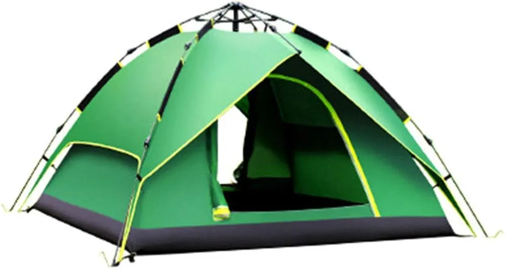 Hydraulic Automatic Pop Up Tent, Double-Layer Camping Tent, 3-4 Person Camping Tent, Good Stability, for Outdoor Camping-215 215 135Cm,Green