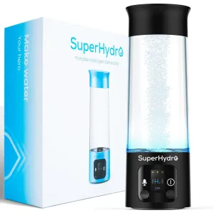 Hydrogen Water Bottle Generator - Up to 6000  PPB Concentration - SPE/PEM Technology - Drink Water Voice Reminder - Water Ionizer Machine Suitable for Travel, Office and Daily Drinking - 12oz（Black）