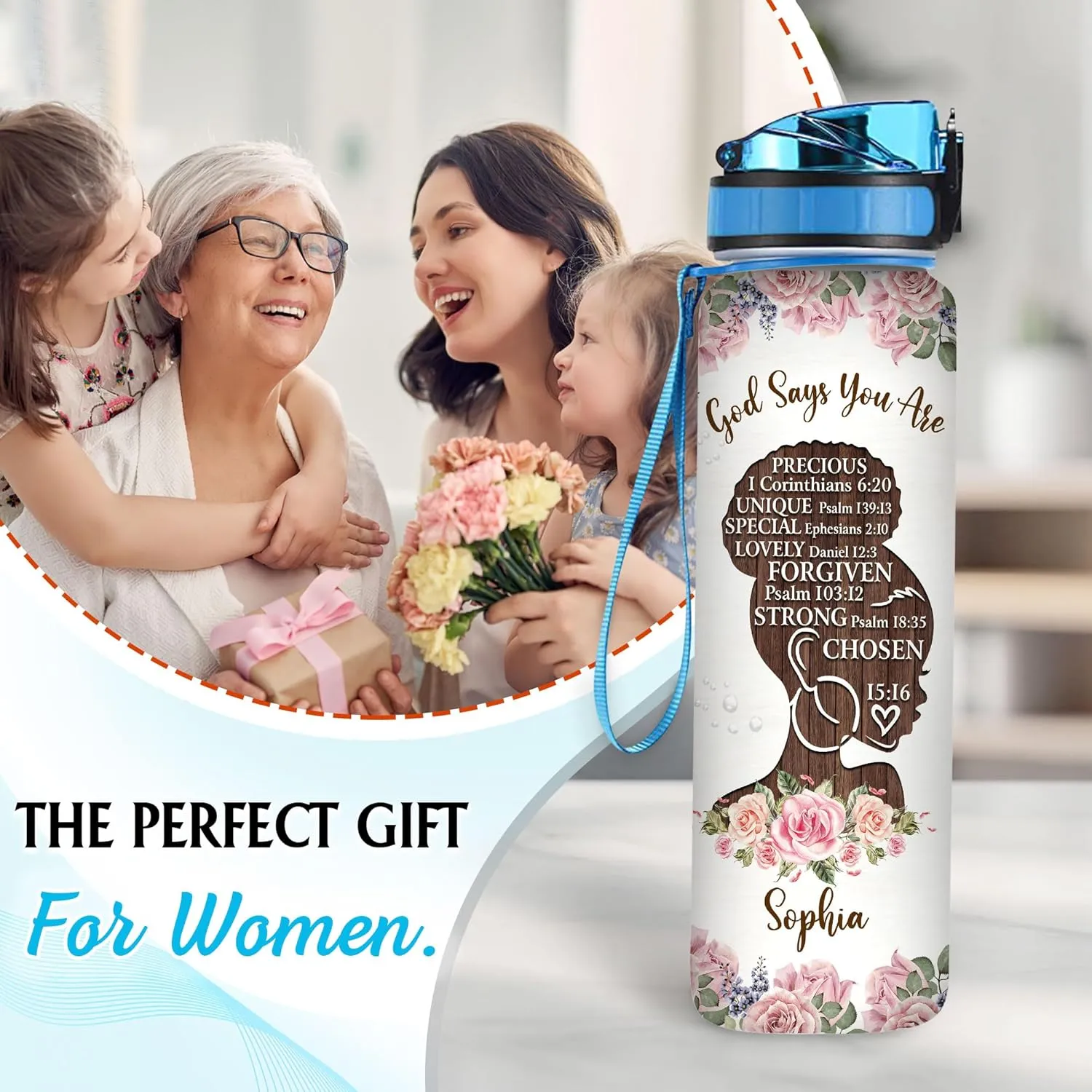 HYTURTLE Personalized Gods Say You Are 32oz Liter Motivational Water Bottle, Customized Name With Time Marker, African American Black Queen Gifts For Black Women, Girls On Birthday, Mother's Day