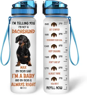 Hyturtle Personalized I'm Telling You I'm Not A Dachshund 32Oz Liter Motivational Water Bottle, Customized Name With Time Marker, Gifts For Dachshund From Women Dog Lovers Dachshund Lover On Birthday