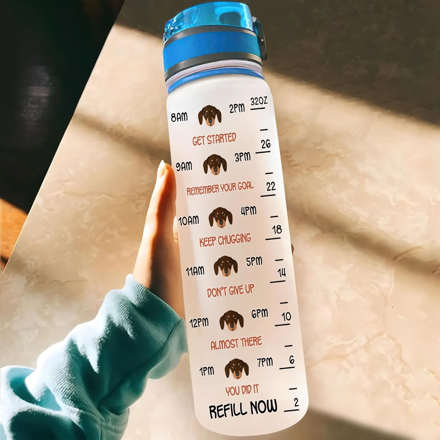 Hyturtle Personalized I'm Telling You I'm Not A Dachshund 32Oz Liter Motivational Water Bottle, Customized Name With Time Marker, Gifts For Dachshund From Women Dog Lovers Dachshund Lover On Birthday